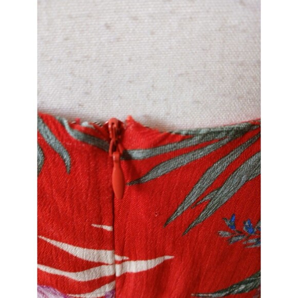 Miss Me Womens Maxi Dress Small Red Tropical Sleeveless V-Neck Hawaii Beachy - Picture 6 of 16